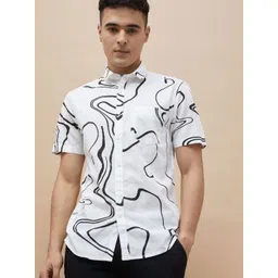 CODE by Lifestyle Men Abstract Printed Spread Collar Cotton Casual Shirt-picture-17