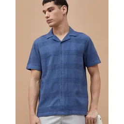 CODE by Lifestyle Men Textured Cuban Collar Cotton Casual Shirt-picture-14