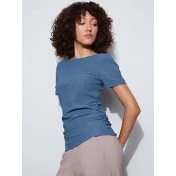 Code By Lifestyle Mid Blue Regular Fit Top image 3