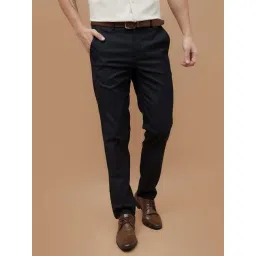 Code By Lifestyle Navy Slim Tapered Fit Trousers-picture-34
