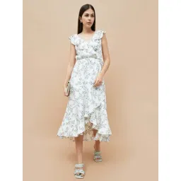 Code by Lifestyle Off White Printed A-Line Dress-picture-14