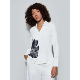 Code By Lifestyle Off White Regular Fit Printed Shirt-picture-10