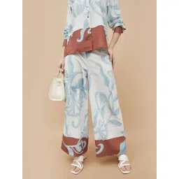 Code By Lifestyle Off White Regular Fit Printed Trousers-picture-44