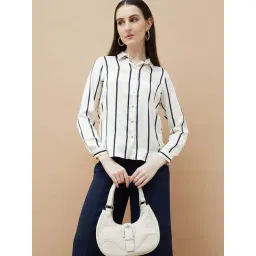 Code By Lifestyle Off White Regular Fit Striped Shirt-picture-21
