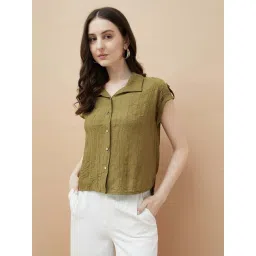 Code By Lifestyle Olive Regular Fit Shirt-picture-32