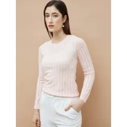 Code By Lifestyle Pink Regular Fit Self Pattern Top-picture-15