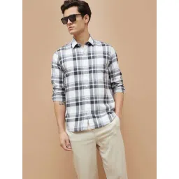 Code By Lifestyle White Cotton Regular Fit Checks Shirt-picture-46