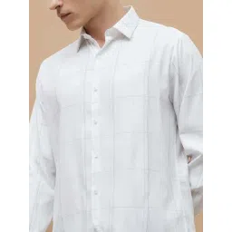 Code By Lifestyle White Slim Fit Checked Shirt image 5