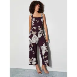 Code By Lifestyle Wine Regular Fit Floral Print Jumpsuit-picture-43