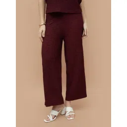 Code By Lifestyle Wine Regular Fit Textured Trousers-picture-23