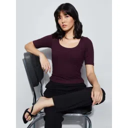 Code By Lifestyle Wine Regular Fit Top-picture-21