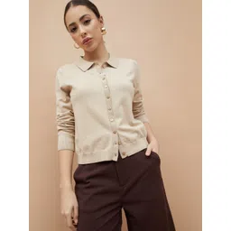 CODE by Lifestyle Women Beige Solid Viscose Rayon Flat Knit Slim Top-picture-11