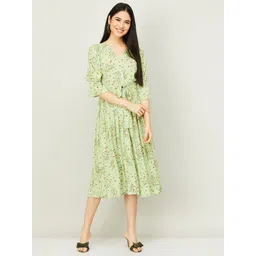 CODE by Lifestyle Women Green Floral Polyester Dress-picture-37