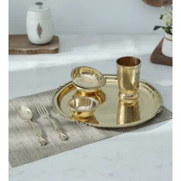 codesustain Pital Cochin 11 Inch Gold Brass Dinner Plate-picture-21