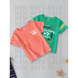 CODEZ Boys Pack Of 2 Typography Printed Cotton T-shirts-picture-57