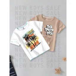 CODEZ Boys Pack Of 2 Typography Printed Cotton T-shirts-picture-37