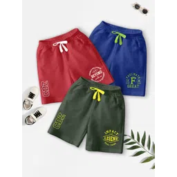 CODEZ Boys Pack Of 3 Typography Printed Mid-Rise Breathable Outdoor Casual Shorts-picture-15