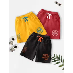 CODEZ Boys Pack Of 3 Typography Printed Mid-Rise Breathable Outdoor Casual Shorts-picture-23