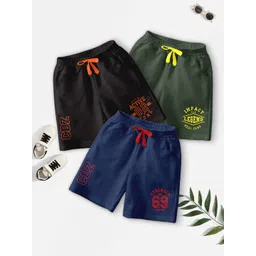 CODEZ Boys Pack Of 3 Typography Printed Mid-Rise Breathable Outdoor Casual Shorts-picture-12