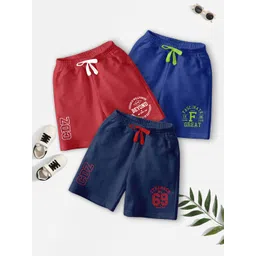 CODEZ Boys Pack Of 3 Typography Printed Mid-Rise Outdoor Casual Regular Shorts-picture-38