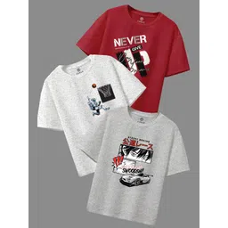 CODEZ BoysPack of 3 Self Design Round Neck T-shirt-picture-37