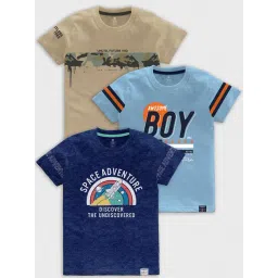 Codez Kids Blue & Beige Printed T-Shirt (Pack Of 3)-picture-25