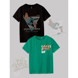 Codez Kids Green & Black Printed T-Shirt (Pack Of 2)-picture-47