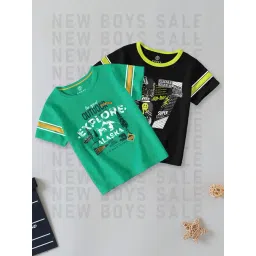 Codez Kids Green & Black Printed T-Shirt (Pack Of 2)-picture-29