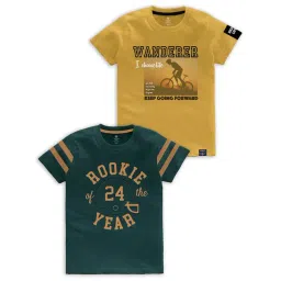 Codez Kids Green & Yellow Printed T-Shirt (Pack Of 2)-picture-36