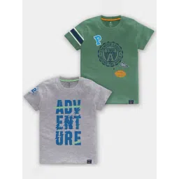 Codez Kids Grey Melange & Olive Printed T-Shirt (Pack Of 2)-picture-15