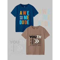 Codez Kids Navy & Brown Printed T-Shirt (Pack Of 2)-picture-44