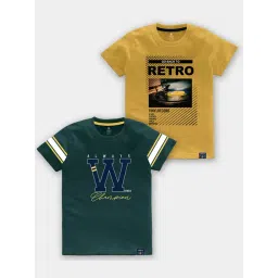 Codez Kids Teal & Yellow Printed T-Shirt (Pack Of 2)-picture-35