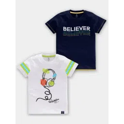 Codez Kids White & Blue Printed T-Shirt (Pack Of 2)-picture-41