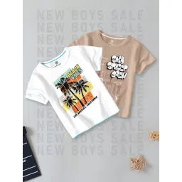 Codez Kids White & Brown Printed T-Shirt (Pack Of 2)-picture-24