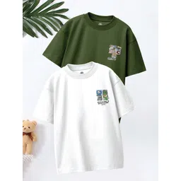 CODEZ Pack Of 2 Boys Oversized Round Neck Short Sleeves Tshirts-picture-18