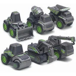 coelon Unbreakable Bulldozer Construction Crane Toy Set Roller Mixer Truck Transporter-picture-28