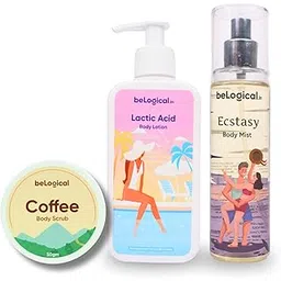 Coffee Bliss Skincare Set | Coffee Body Scrub, Lactic Body Lotion, Ecstasy Body Mist | Exfoliation & Hydration | Revitalised, Glowing Skin | For All Skin Types | 50ml, 250ml & 100ml | Pack of 3-picture-14