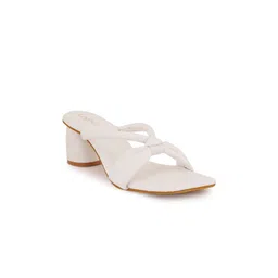 Cogner Women White Block Sandals image 1