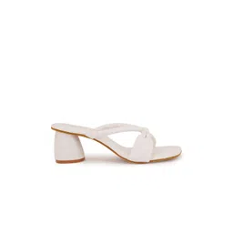 Cogner Women White Block Sandals image 2