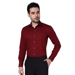 COGNOSCENTE Men Slim Fit Solid Spread Collar Cotton Formal Shirt-picture-26