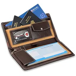 COI Cheque Book Holder Passport Holder Dark Brown/Stylish Faux Leather Multiple Document, Card, Money Pocket, Travel Wallet Accessory, Desk Table Organizer Gift for Office Going Men and Women-picture-14