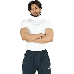 COITONIC Compression High Neck Half Sleeves Sports and Gym Tshirt-picture-41