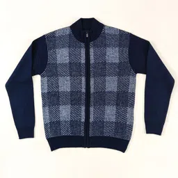 coldplay Men Checkered Round Neck Blue Sweater-picture-25