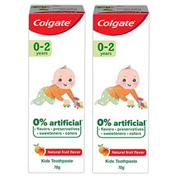 colgate baby Colgate Toothpaste for Kids (0-2 years), Natural Fruit Flavour, Fluoride Free - 70 gm (Pack of 2)-picture-11