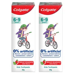 colgate baby Colgate Toothpaste for Kids (6-9 years), Natural Strawberry Mint Flavour, 0% Artificial - 80 gm (Pack of 2)-picture-15