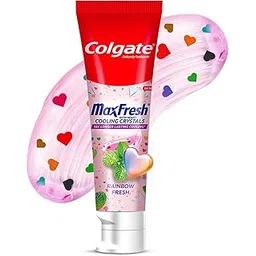 Colgate MaxFresh Rainbow Fresh Gel Toothpaste, with Heart Shaped Cooling Crystals, Triple Mint Flavour, and Ultrafreeze Technology for Intense Freshness, 100g-image-14