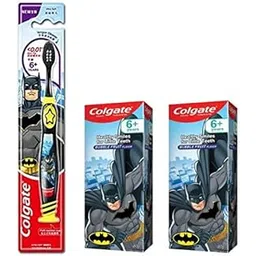 Colgate Kid'S Batman Anti Cavity Extra Soft Brush With Tongue Cleaner Toothbrush 1 Pc Batman Paste Anticavity Toothpaste For Kids 80G + 80G (Bubble Fruit Flavour), manual, Black-picture-29