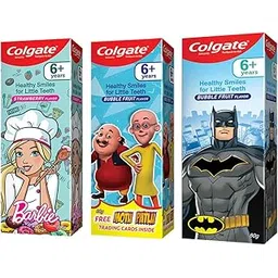 Colgate Kids Oral Care Variety Pack (for 6+ Years) – Motu-Patlu, Batman (Bubble Fruit) & Barbie (Strawberry) Toothpastes, 80g each-picture-36