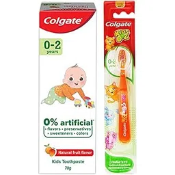 Colgate Toothpaste for Kids (0-2 yrs), Natural Fruit Flavour, 0% Artificial - 70g with Colgate Kid's Extra Soft Toothbrush (0-2 Years) - 1 Pc-picture-10