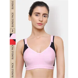 College Girl Pack of 2 Non-Padded Non-Wired Cotton Sports Bra CG-SB15-Pnk-Rd-picture-11
